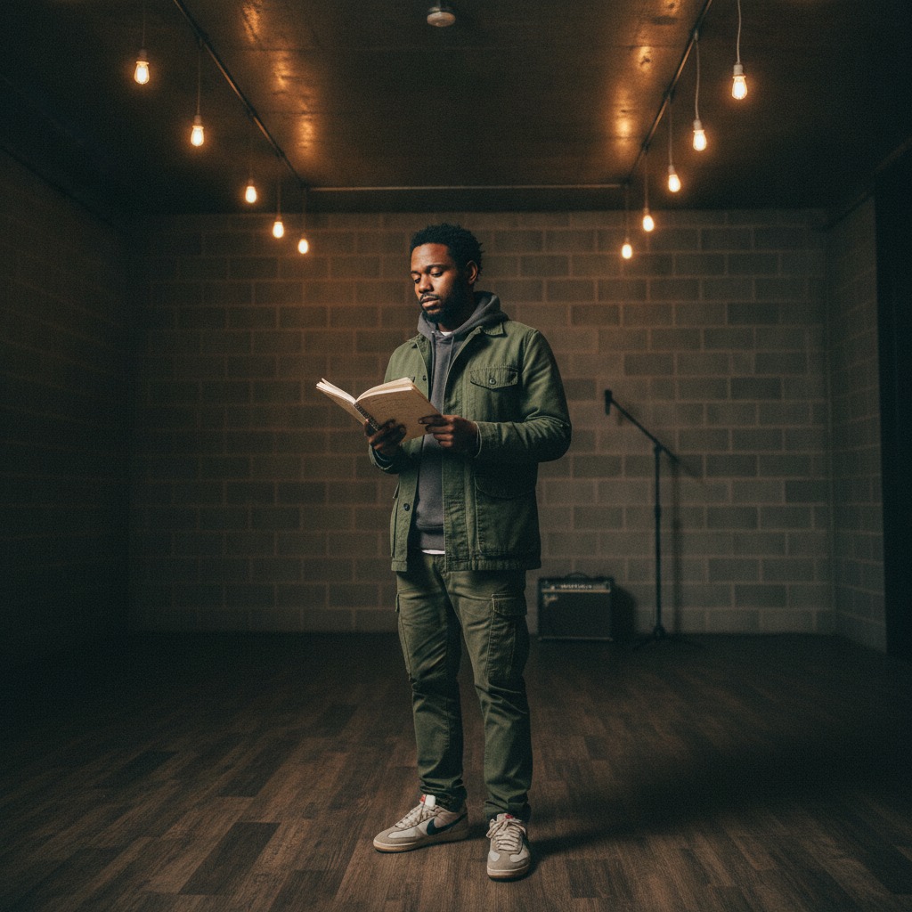 Kendrick Lamar in the studio