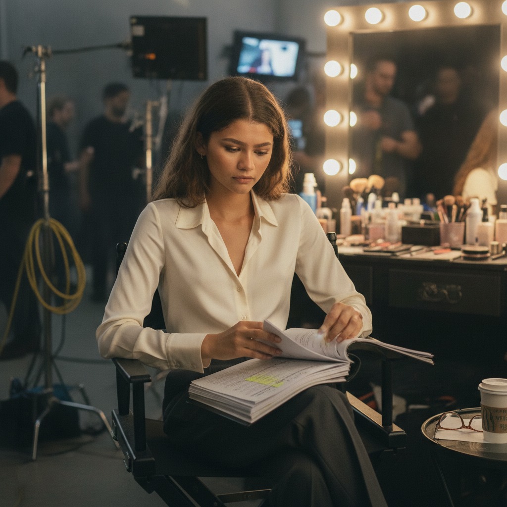 Zendaya on set