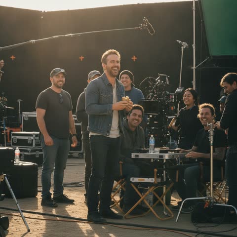 Ryan Reynolds on set