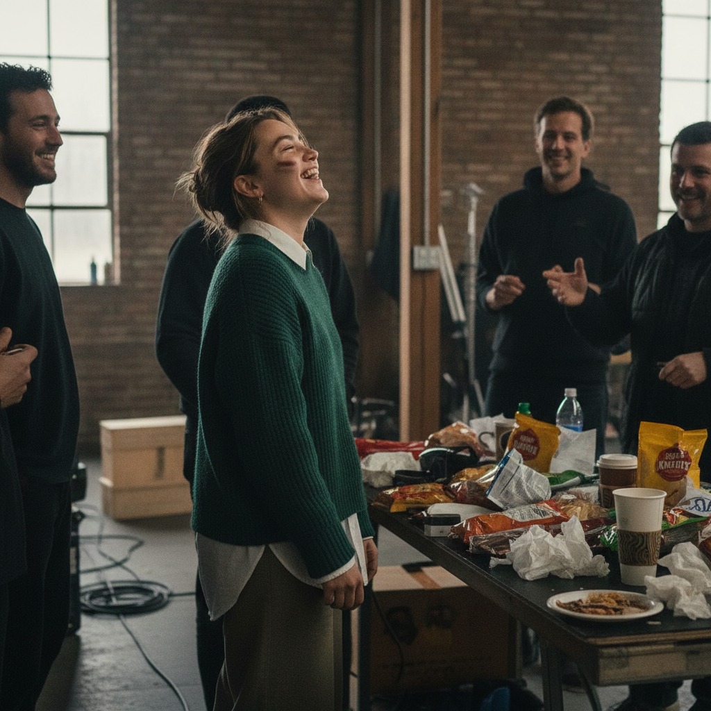 Florence Pugh on set