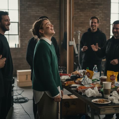 Florence Pugh on set