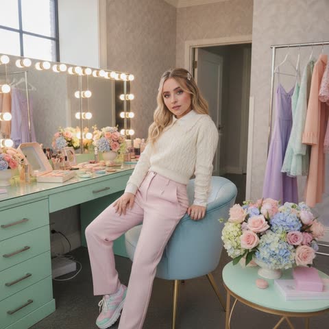 Sabrina Carpenter backstage before the show