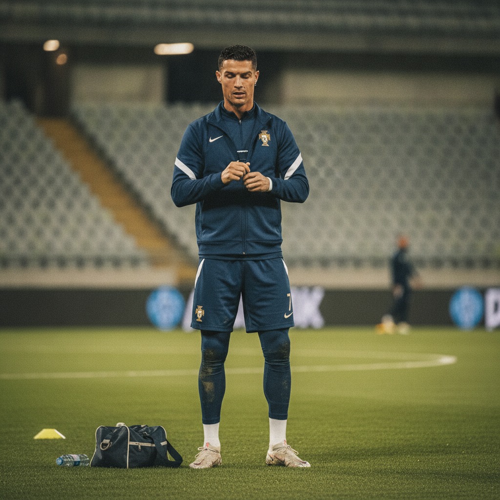 Ronaldo training under the lights
