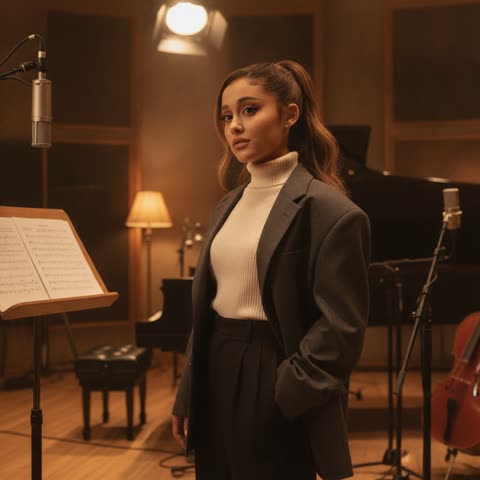 Ariana Grande in the studio